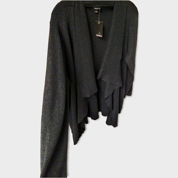 TORRIID Plus Size Black Sparkly Drape Front Cardigan With Overlapping Layers 3X - Picture 7 of 14